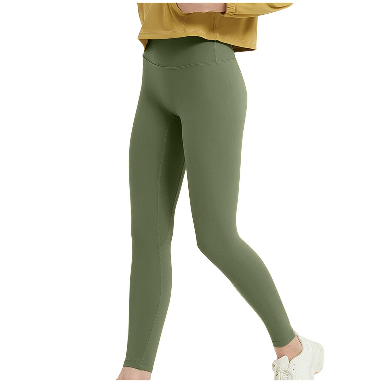 Olyvenn Girls Leggings Dance Active Pants Casual Tights Stretch Ankle Length for Kid Teens Yoga Running Seamless Yoga Leggings Army Green M